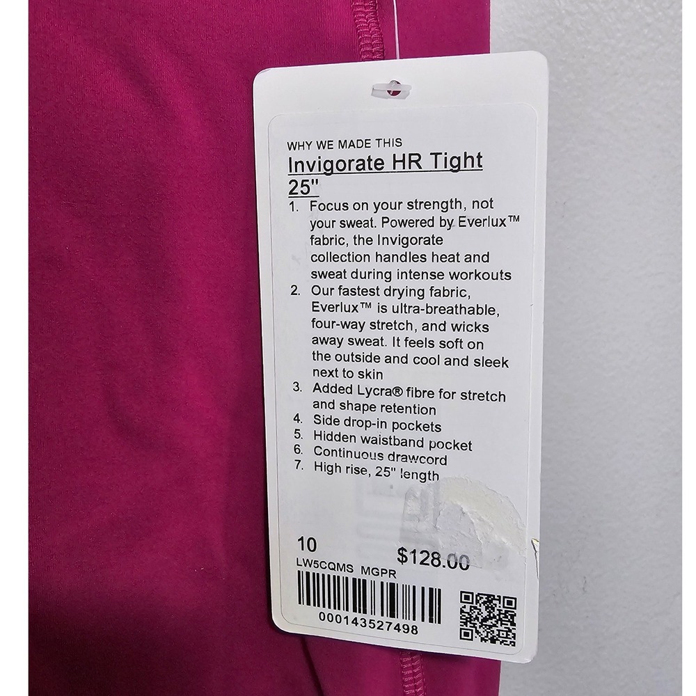 Lululemon Invigorate High-Rise Tight 25" Magenta Purple Leggings NWT Size 10 - Picture 7 of 10
